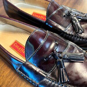 Men's Cole Haan Burgundy Leather Pinch Tassel Dress Loafers Size 11